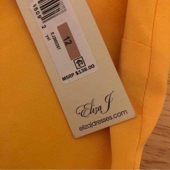Eliza J Surplice Neck Puff Sleeve Fit & Flare Dress Yellow size 12 NWT - Picture 10 of 13